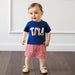 Baseball Stripe Sommarsätt för Baby & Småbarn | Stickad T-shirt & Shorts | Knit Bomull | 0–3 år | Sportig Look för Pojkar