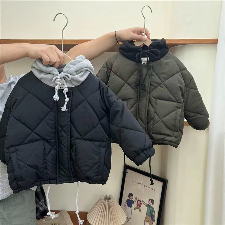 Vadderad hoodiejacka – CozyShield Unisex, Blå/Grön, Bomull, 0–6 år