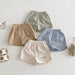 Kortbyxa med Björn – Lino Shorts Unisex, Brun/Grön/Beige/Blå, Bomull, Storlek 0–5 år