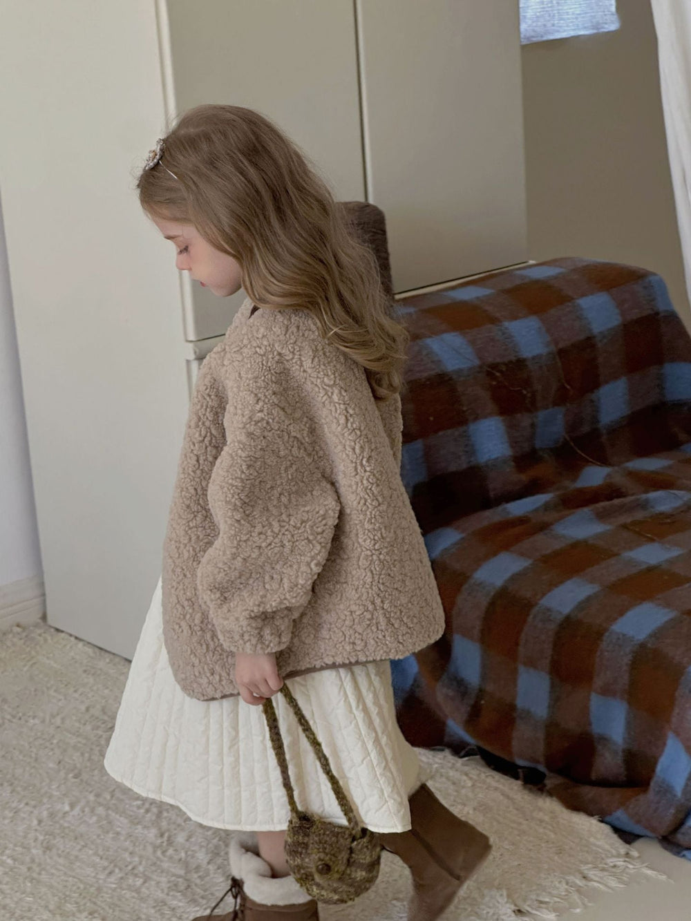 Teddyjacka – Noa Teddy Västdesign Flickor, Beige, Bomull, Storlek 2–7 år