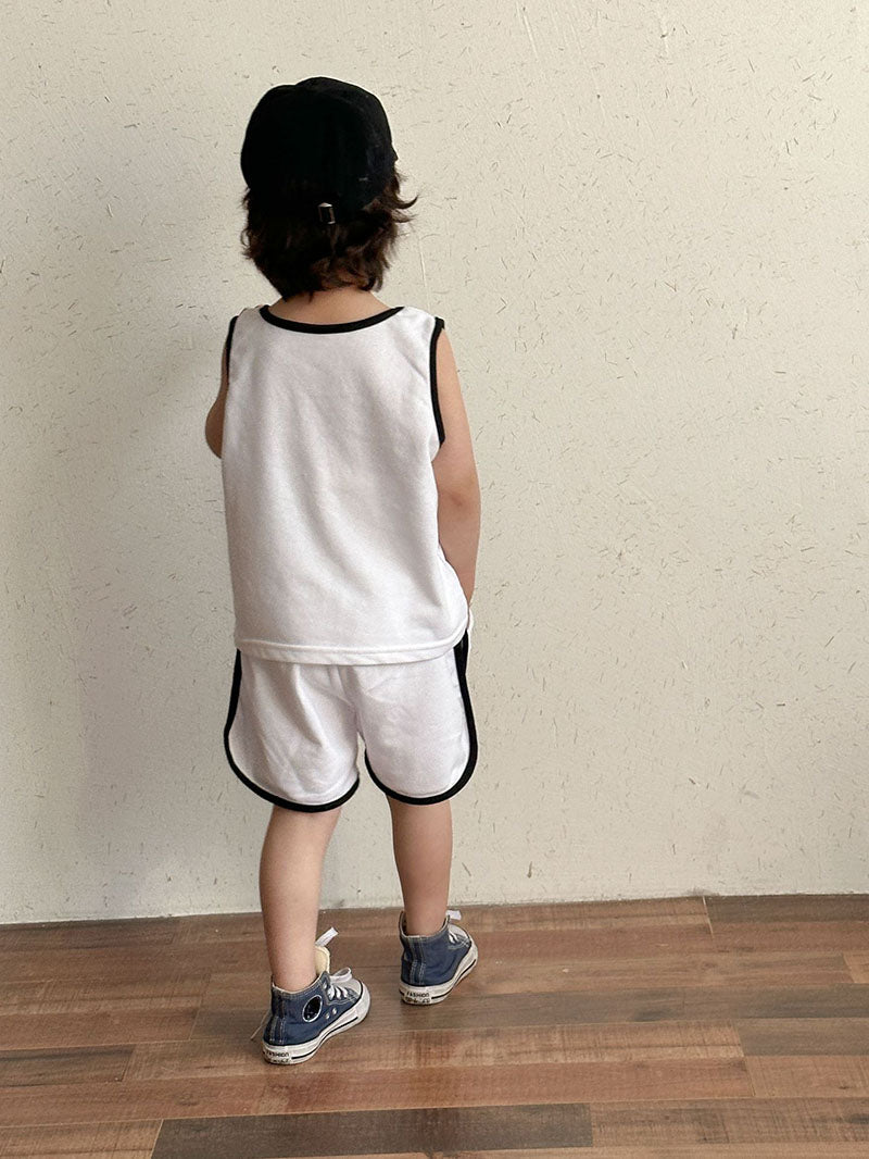 Basketball LA Klädset Kortbyxa + Linne – Baby, Småbarn, Förskolebarn, Barn, Brun/Vit, Bomull, Storlek 0–8 år