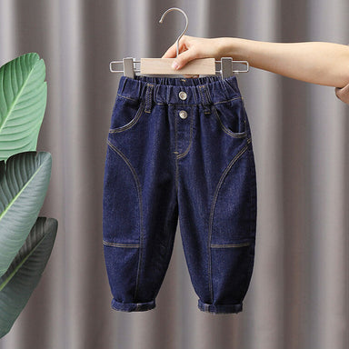Jeans med Resår Mörkblå Tvättning – Baby, Småbarn, Förskolebarn, Barn, Blå, Bomull, Denim, Storlek 0–7 år