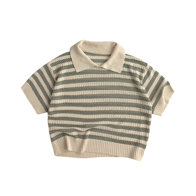 Livo Milo Stickad Pikétröja för Barn – Kort ärm – Unisex – Randig – 100 % bomull – 0–6 år