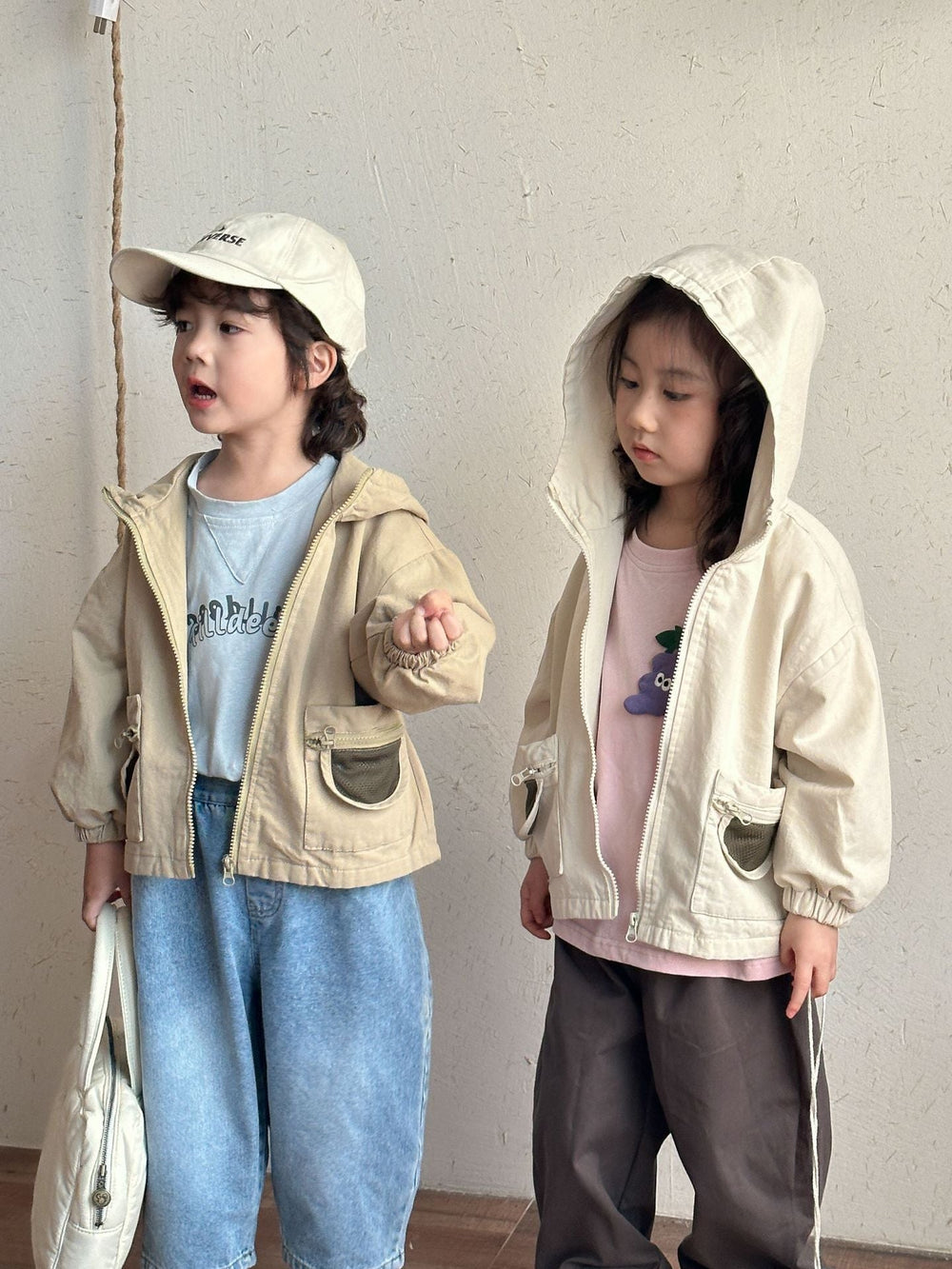 Jacka med huva – AdventurePals Unisex, Beige/Brun, Bomull, Storlek 0–8 år