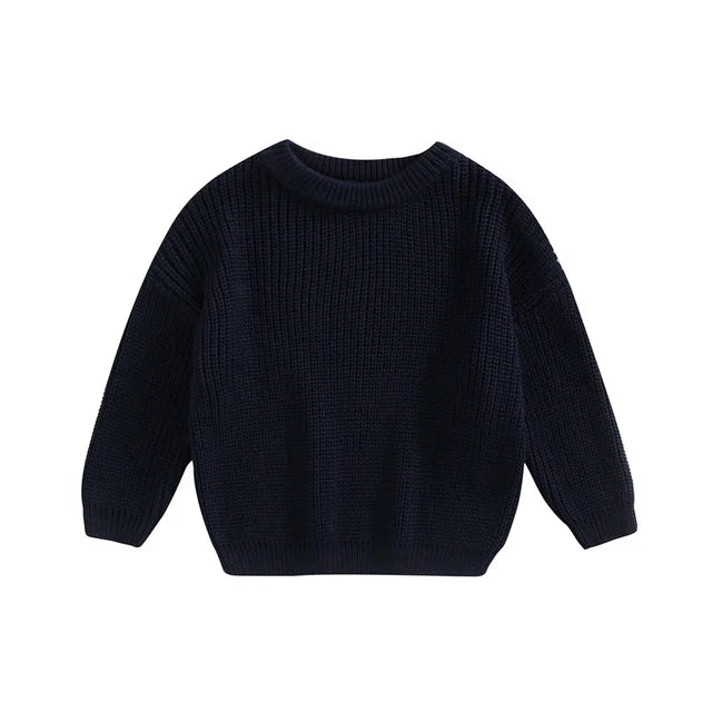Stickad Tröja – Amba Unisex, Vit/Svart/Blå/Rosa/Grön/Grå/Brun, Bomull, Storlek 0–6 år