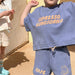 Sommarset med Shorts och T-shirt – CaffèKids Unisex, Blå/Beige, Bomull, Storlek 0–6 år