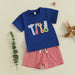 Baseball Stripe Sommarsätt för Baby & Småbarn | Stickad T-shirt & Shorts | Knit Bomull | 0–3 år | Sportig Look för Pojkar