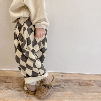 Rutig Byxa – Checkmate Unisex, Svart/Brun, Bomull, Storlek 0–6 År