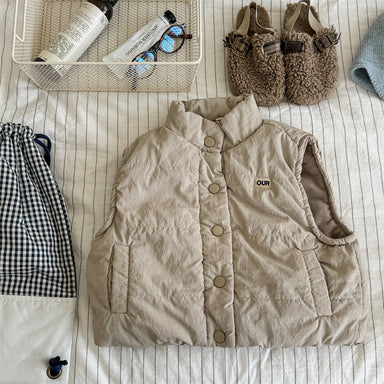 Bodywarmer – Little Voyager Unisex, Blå/Beige, Bomull, Storlek 0–6 år
