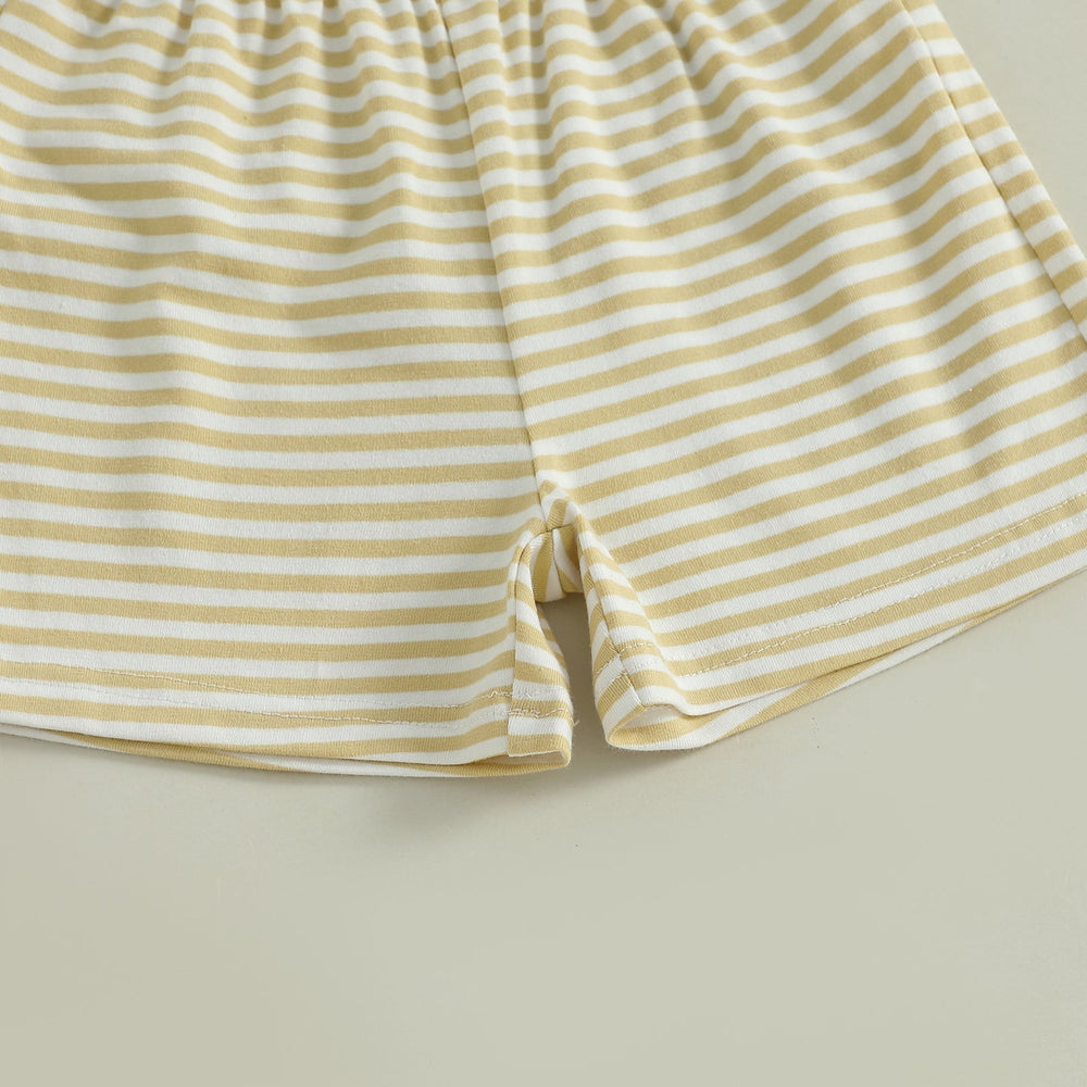 JungleJump Sommarsätt för Pojkar | T-shirt med Apor & Randiga Shorts | Bomull & Polyester | 6 mån–4 år | Blå & Gul