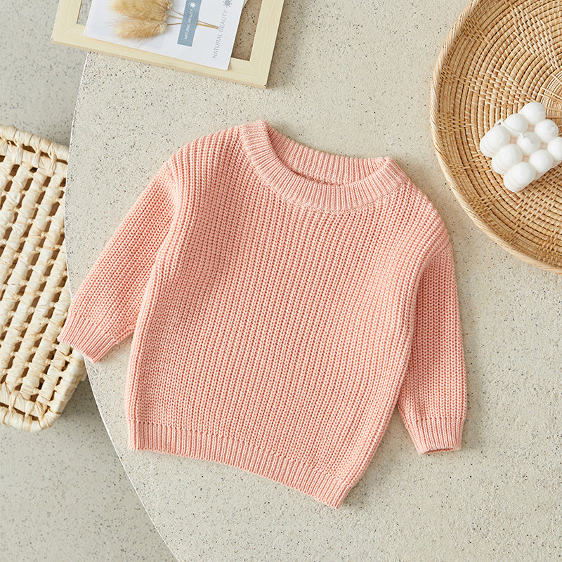 Stickad Tröja – Amba Unisex, Vit/Svart/Blå/Rosa/Grön/Grå/Brun, Bomull, Storlek 0–6 år