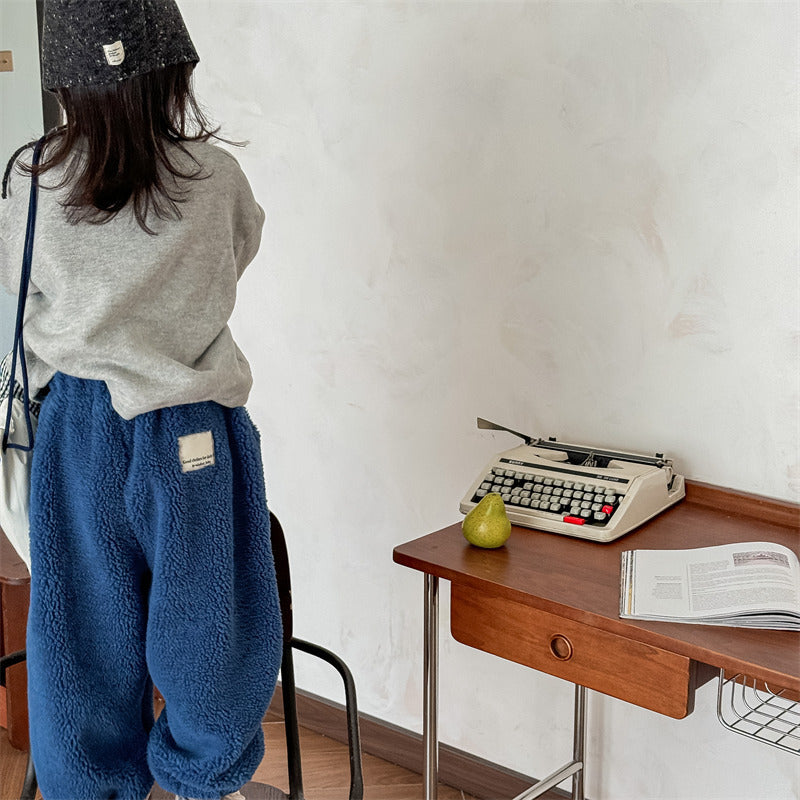 Teddyjoggingbyxa – Snuggle Unisex, Brun/Grå/Blå, Bomull, Storlek 0–6 år