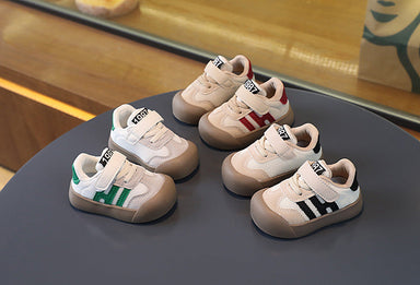 Sneaker med Kardborreband – Sao Pojke, Vit/Röd/Svart, Läder, Storlek 16–26