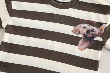 Sommar Randigt Klädset T-shirt + Shorts Jogging – Baby Småbarn Förskolebarn Doggo Days, Brun/Svart, Bomull, Storlek 0–5 år