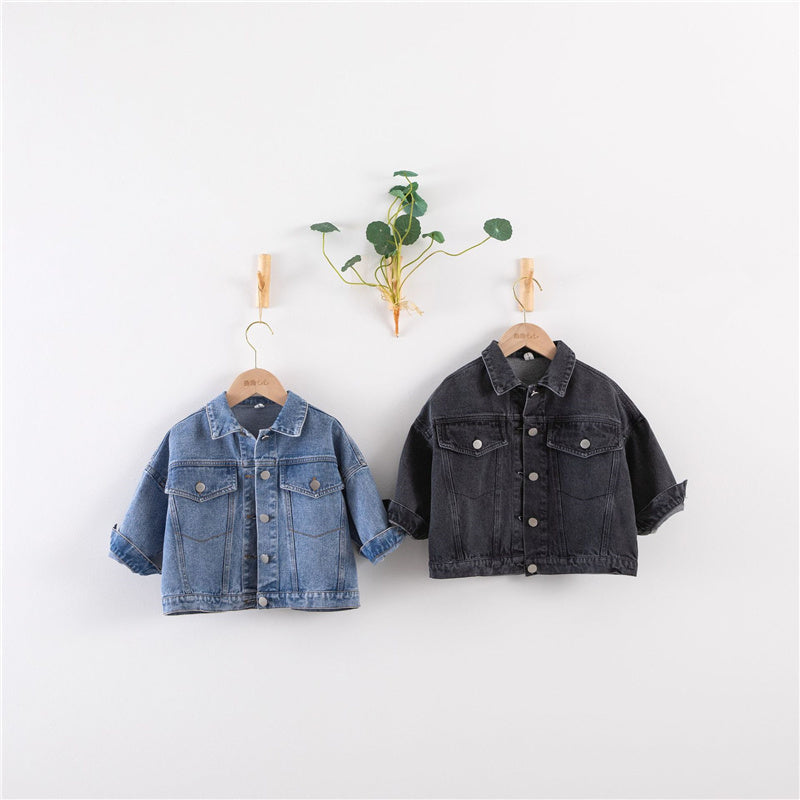 Klassisk Jeansjacka – Unisex, Blå/Svart, Bomull, Denim, Storlek 1–8 år