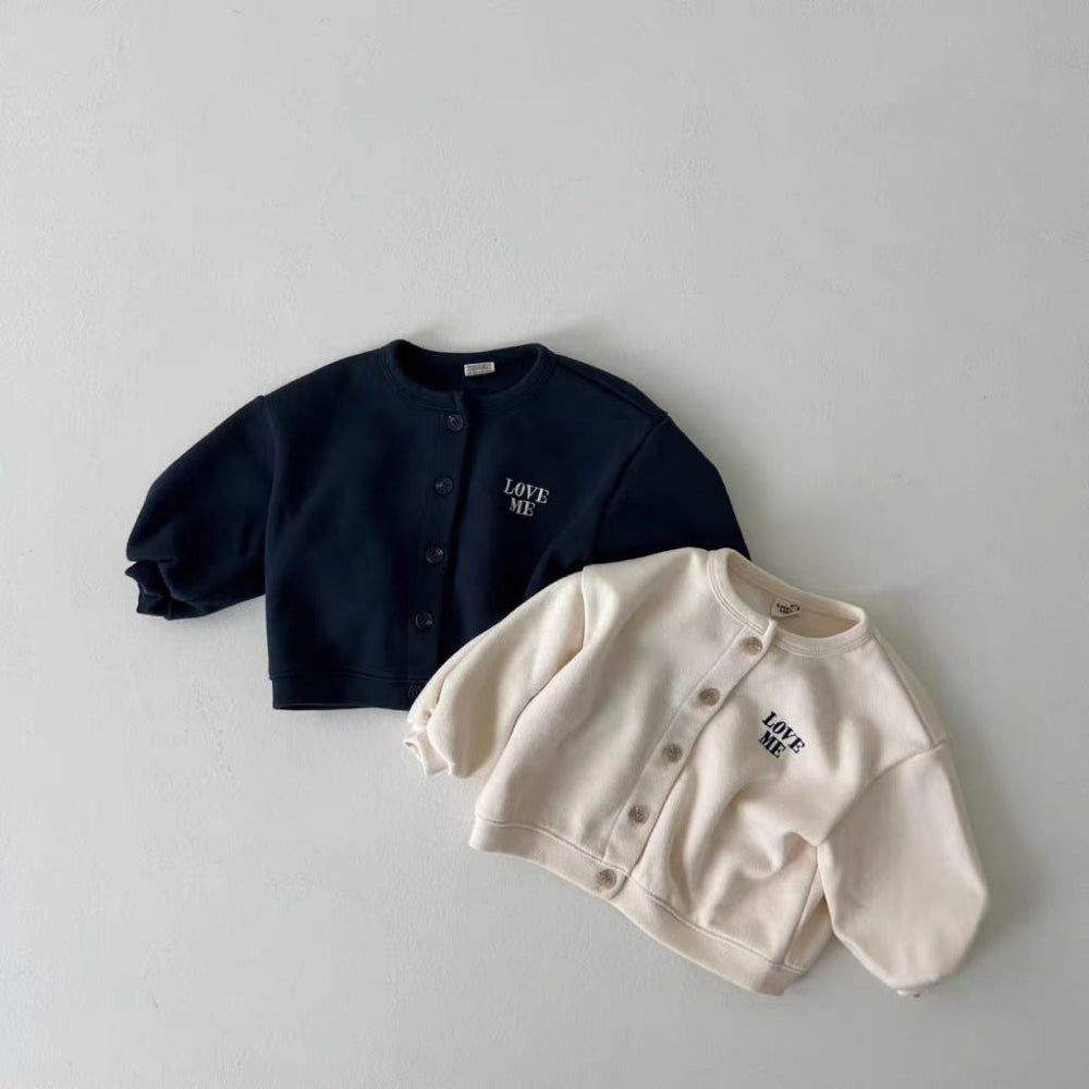 Väst med Love Me broderi – Tender Flickor, Blå/Beige, Bomull, Storlek 0–6 år