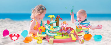 AquaFun PlayPark Vattenlekbord – Lärorik Vattenleksak med Fontän, Rutschkana & Djur | För Inne- & Utelek | För Barn 2–6 År