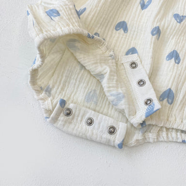 LittleBlue Hearts Babyromper 0–2 år | 100 % Bomull, Lång ärm, Hjärtmönster | Bekväma babykläder