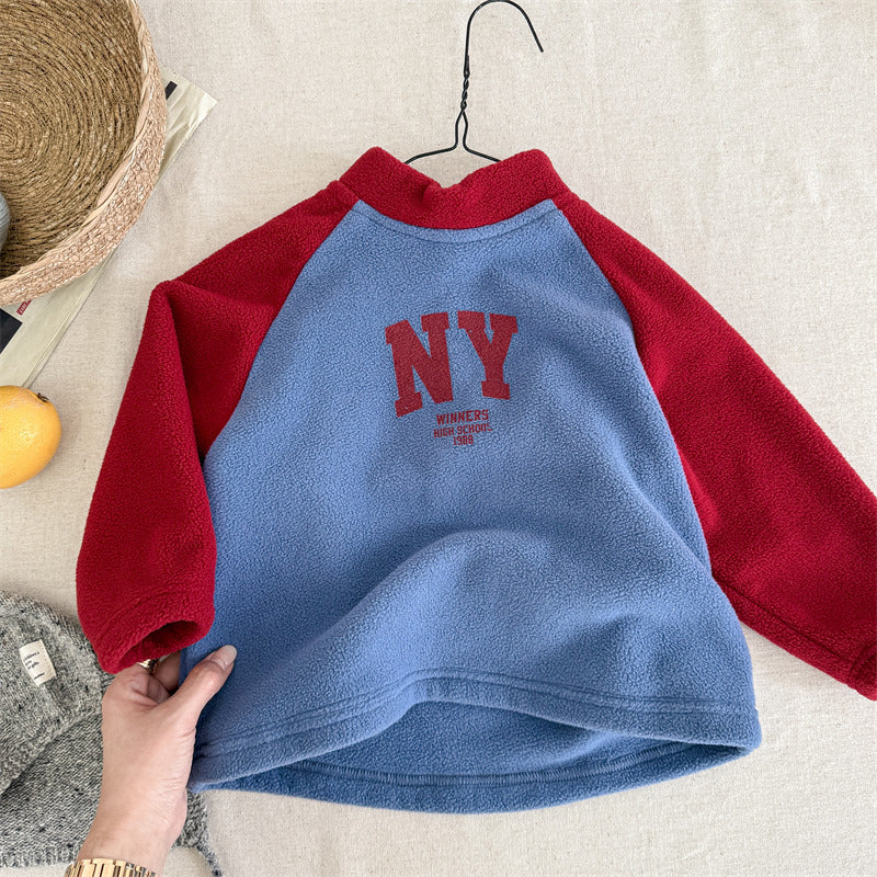 Tröja med fleece – CityStyle Unisex, Blå/Vit, Bomull, Storlek 0–6 år