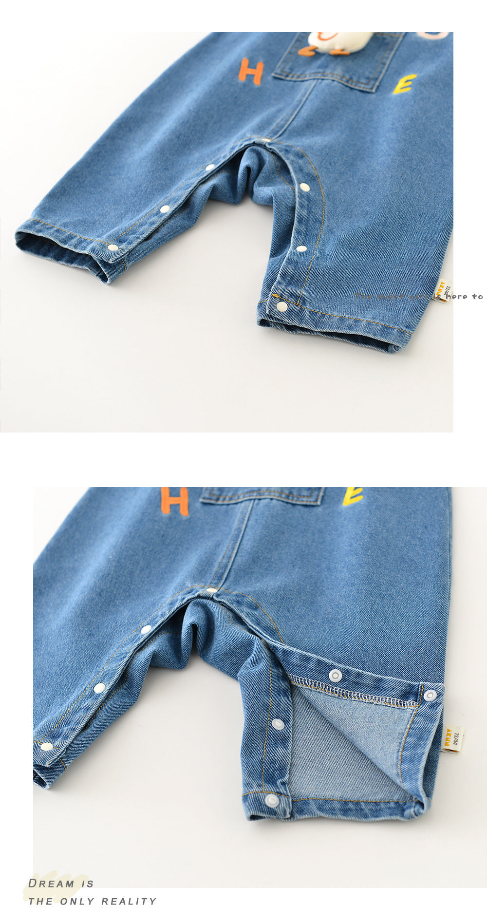 Baby Hängselbyxor i Denim med Anka – Unisex Outfit för Småbarn