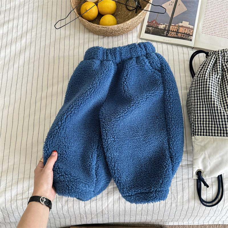 Teddyjoggingbyxa – Snuggle Unisex, Brun/Grå/Blå, Bomull, Storlek 0–6 år