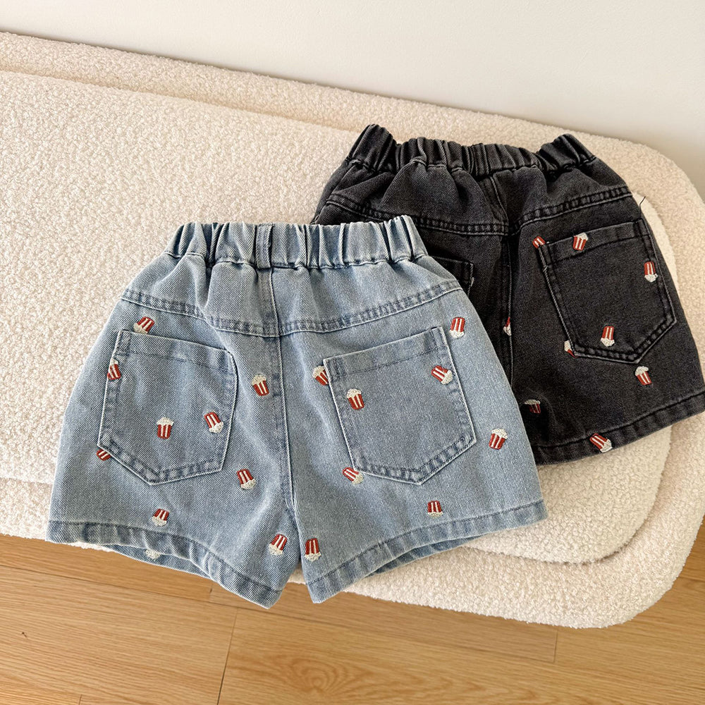 Kortbyxa med Popcorn – Baby, Småbarn, Förskolebarn, Barn – Blå/Svart, Bomull, Storlek 0–8 år