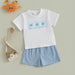 CrabbyCool Sommarsätt för Baby & Småbarn | T-shirt med Krabbor & Rutig Shorts | Bomull & Polyester | 6 mån–4 år | Vit & Blå