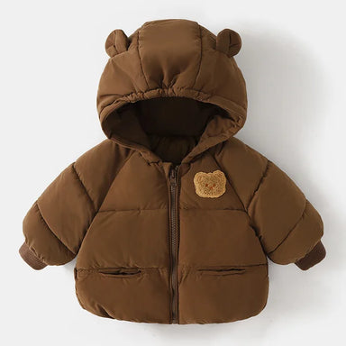 Vinterjacka med Björn-emblem – Beige/Brun, Polyester, Storlek 0–6 år