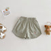 Kortbyxa med Björn – Lino Shorts Unisex, Brun/Grön/Beige/Blå, Bomull, Storlek 0–5 år