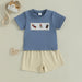 JungleJump Sommarsätt för Pojkar | T-shirt med Apor & Randiga Shorts | Bomull & Polyester | 6 mån–4 år | Blå & Gul