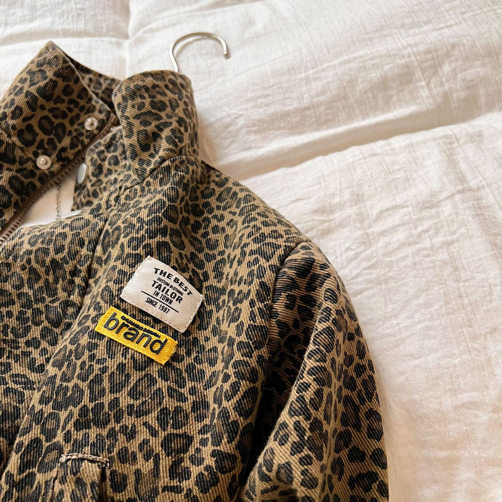 Jacka med Leopardmönster – Gitega Flickor, Brun, Bomull, Storlek 1–8 år