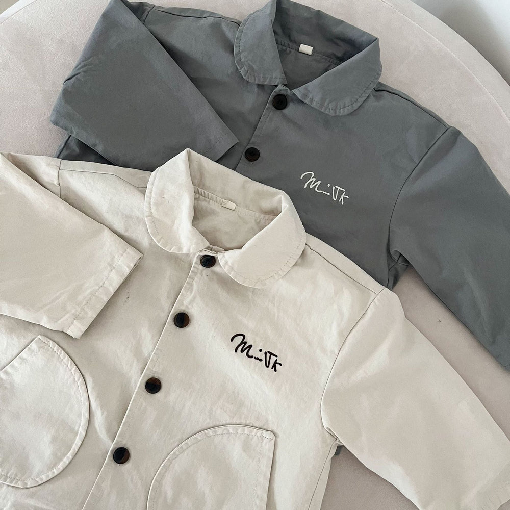 Jacka – LittleUrban Unisex, Grå/Beige, Bomull, Storlek 0–8 år