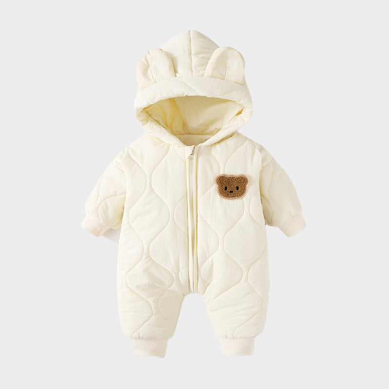 Onesie med Björnöron – Accra Unisex, Beige/Grön/Kaffe, Bomull, Storlek 6–18 månader