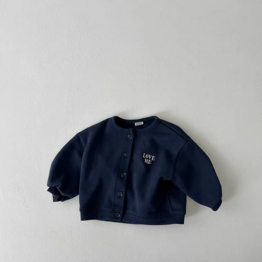 Väst med Love Me broderi – Tender Flickor, Blå/Beige, Bomull, Storlek 0–6 år