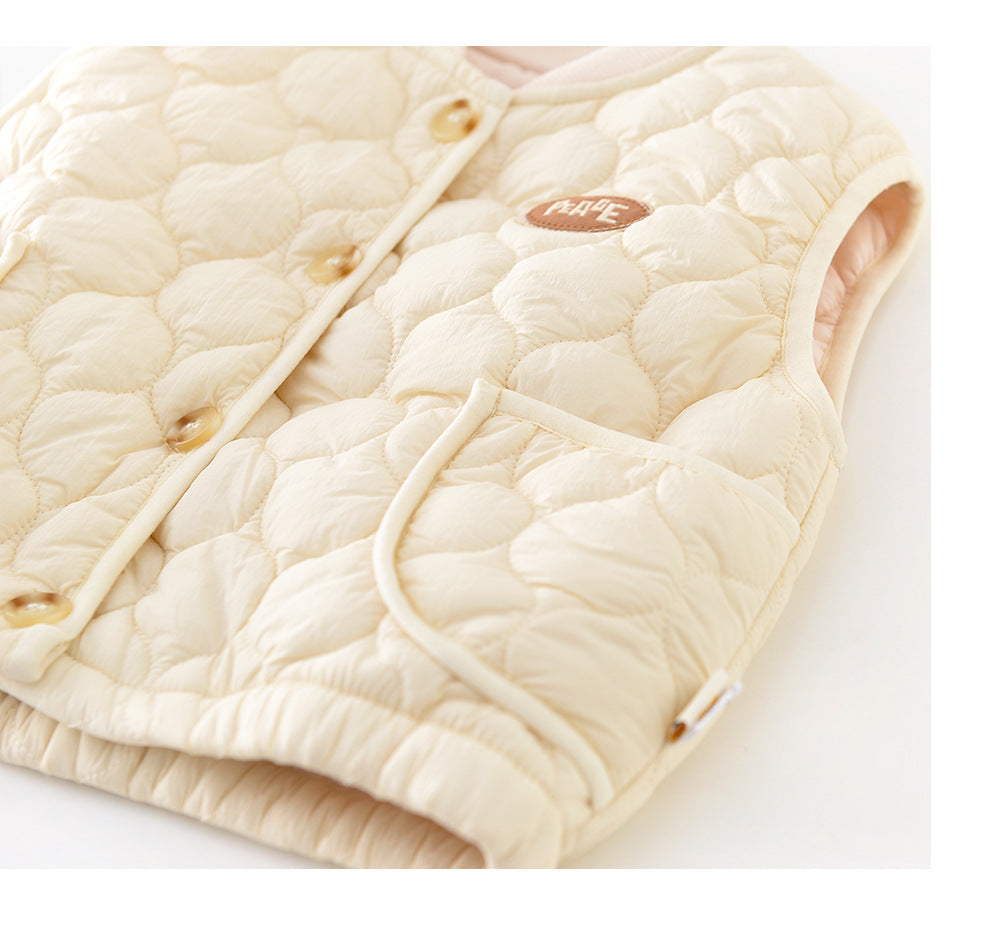 Vadderad väst – Pape Unisex, Brun/Beige, Bomull, Storlek 0–4 år