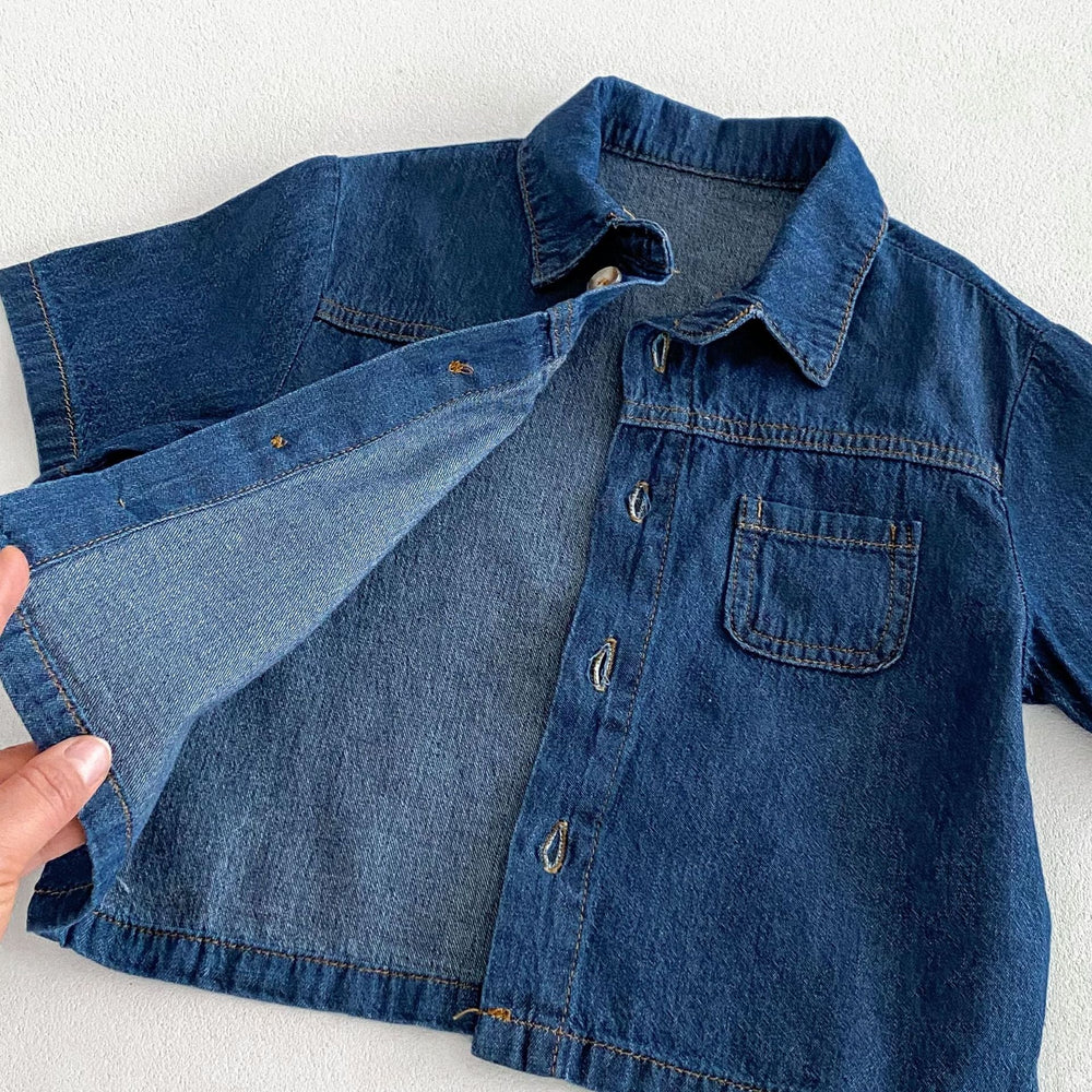 Denim sommarset med T-shirt och shorts – Baby, Småbarn, Förskolebarn, Barn, Blå, Bomull, Storlek 0–6 år