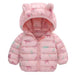 Vinterjacka med Björnöron och Ribbad Struktur – Lusa Flicka, Brun/Vit/Rosa/Beige, Polyester, Storlek 0–8 år