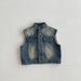 Jeansväst med vintage-tvätt – Denim Rebel Unisex, Blå, Bomull, Denim, Storlek 0–6 år