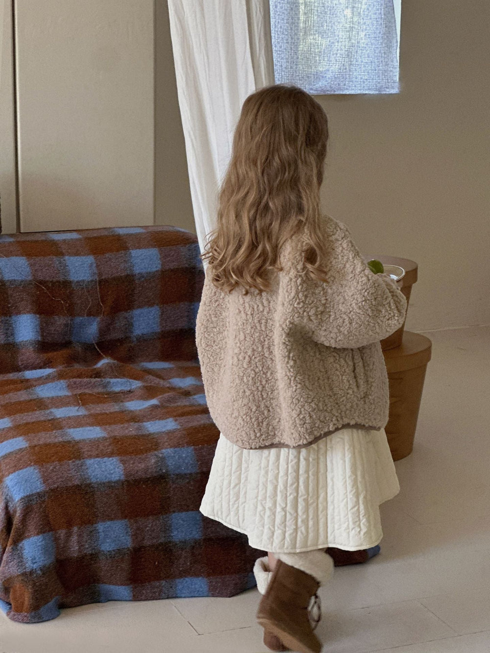 Teddyjacka – Noa Teddy Västdesign Flickor, Beige, Bomull, Storlek 2–7 år