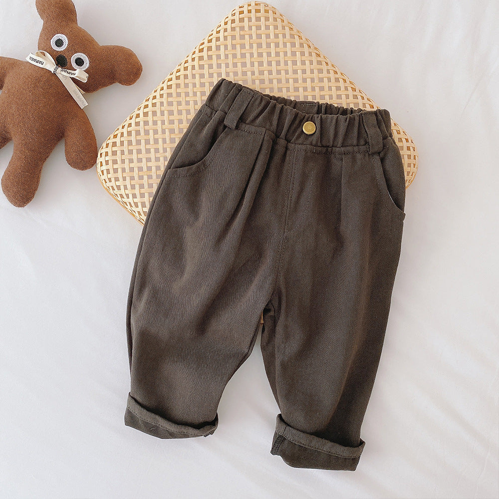 Casualbyxor med resår i midjan - Comfort Boys, Beige/Brun, Storlek 1-5 år