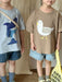 3D T-shirt med haj och mås – Baby, Småbarn, Förskolebarn, Barn, Blå/Brun, Bomull, Storlek 0–8 år