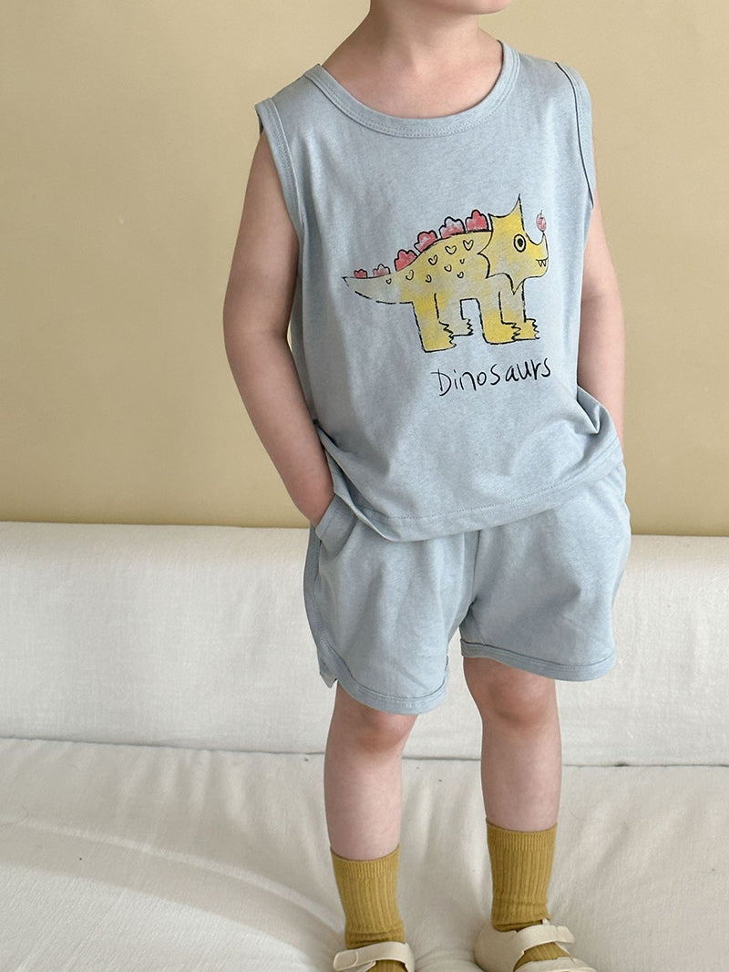 DinoFun Sommarset för Barn – Unisex T-shirt & Shorts med Dino-tryck | Roaro Kids | Storlek 0–8 år