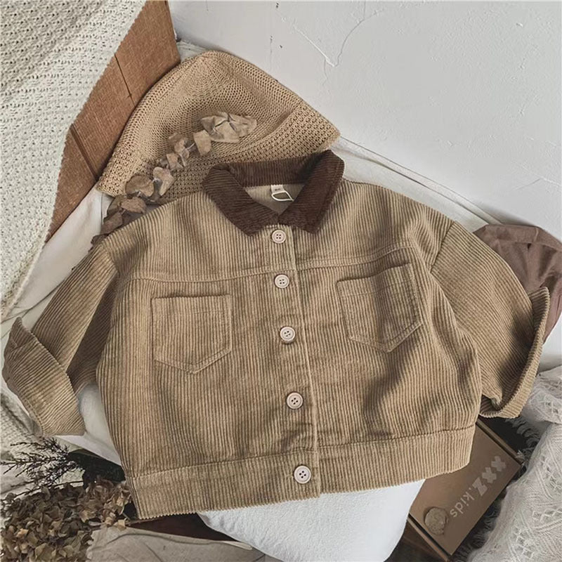 VintageCord Barn Corduroyjacka | Corduroyjacka Unisex | 9 Månader – 3 År | Varm Höstlook med Mjuk Krage