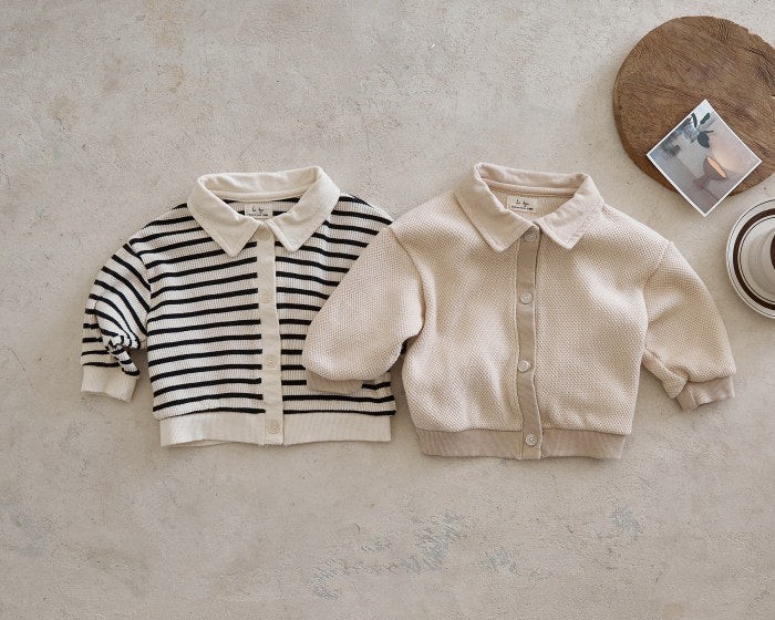 Kofta – Little Chic Unisex, Beige/Blå, Bomull, Storlek 0–3 år