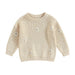 Stickad Tröja med Blommor – Flickor, Beige/Grön/Grå/Lila/Rosa, Bomull, Storlek 0–6 år