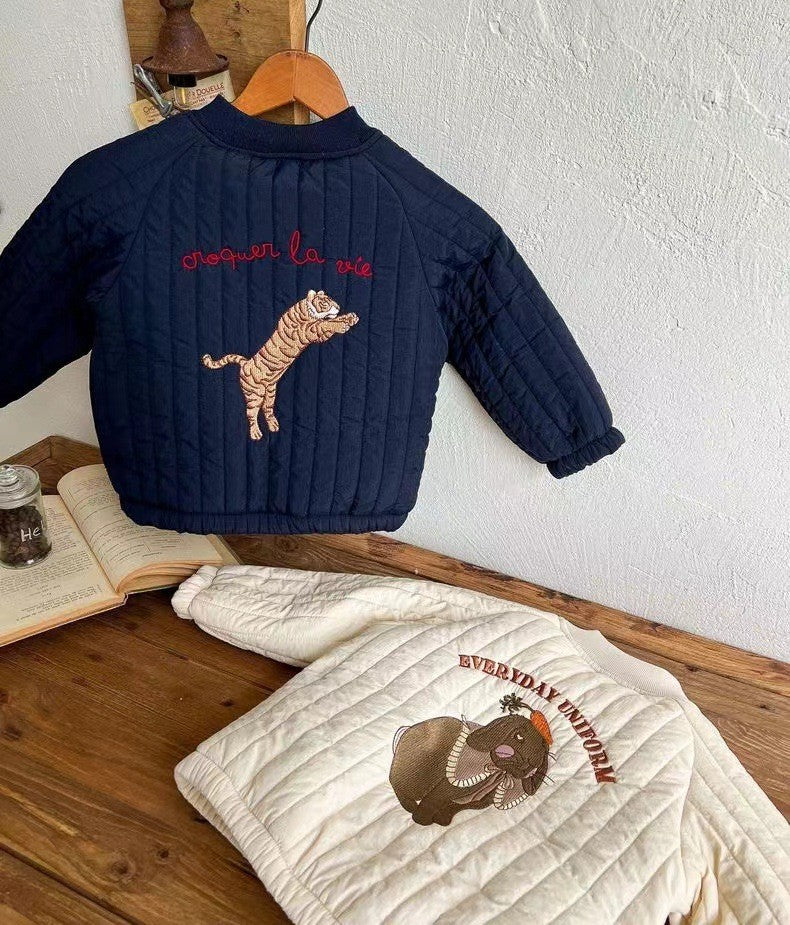 Vadderad Jacka – WildCharm Unisex, Blå/Vit, Bomull, Storlek 0–6 år