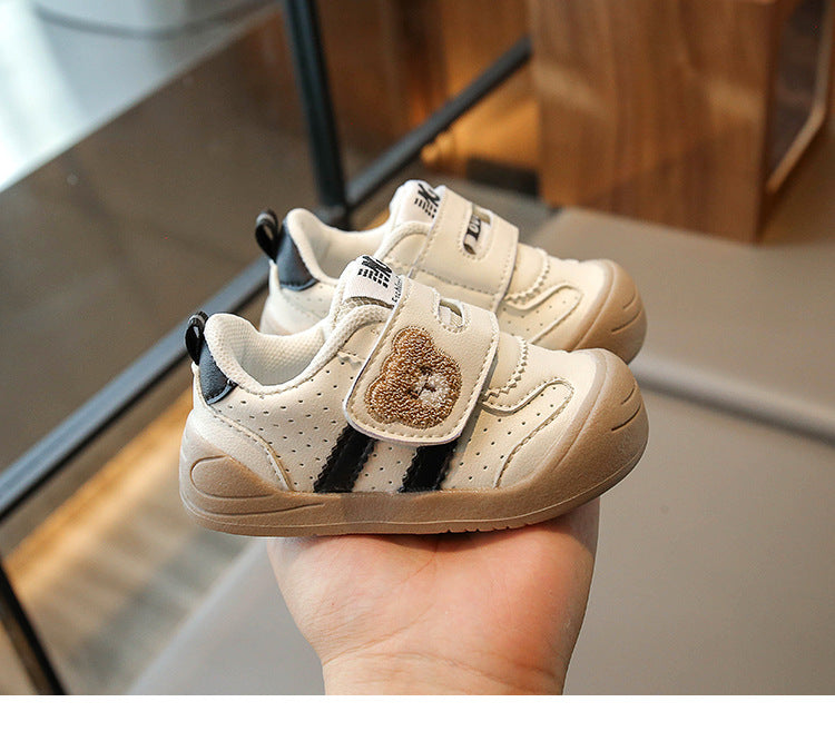 Sneaker med Kardborre – Björn Unisex, Khaki/Svart/Röd, Storlek 16–25