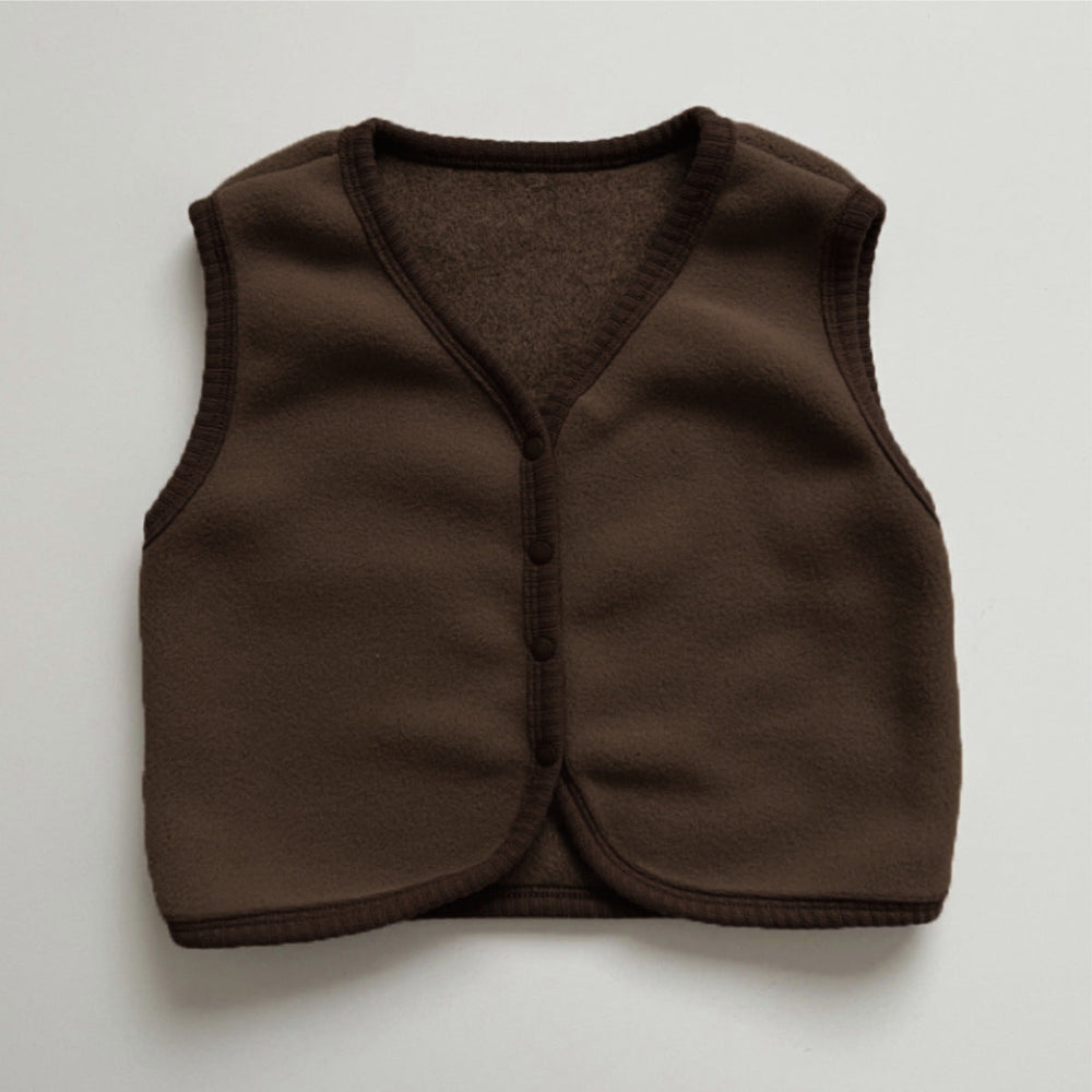 Väst med Fleece – Little Snug, Baby Unisex, Brun/Beige, Bomull, Storlek 0–2 år