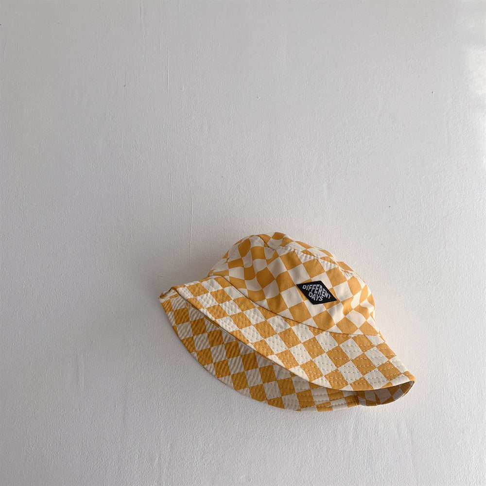 BrightBlox Barn-Bucket Hat 2–6 år – Solhatt i Bomull | Rutig | Andas & Vikbar