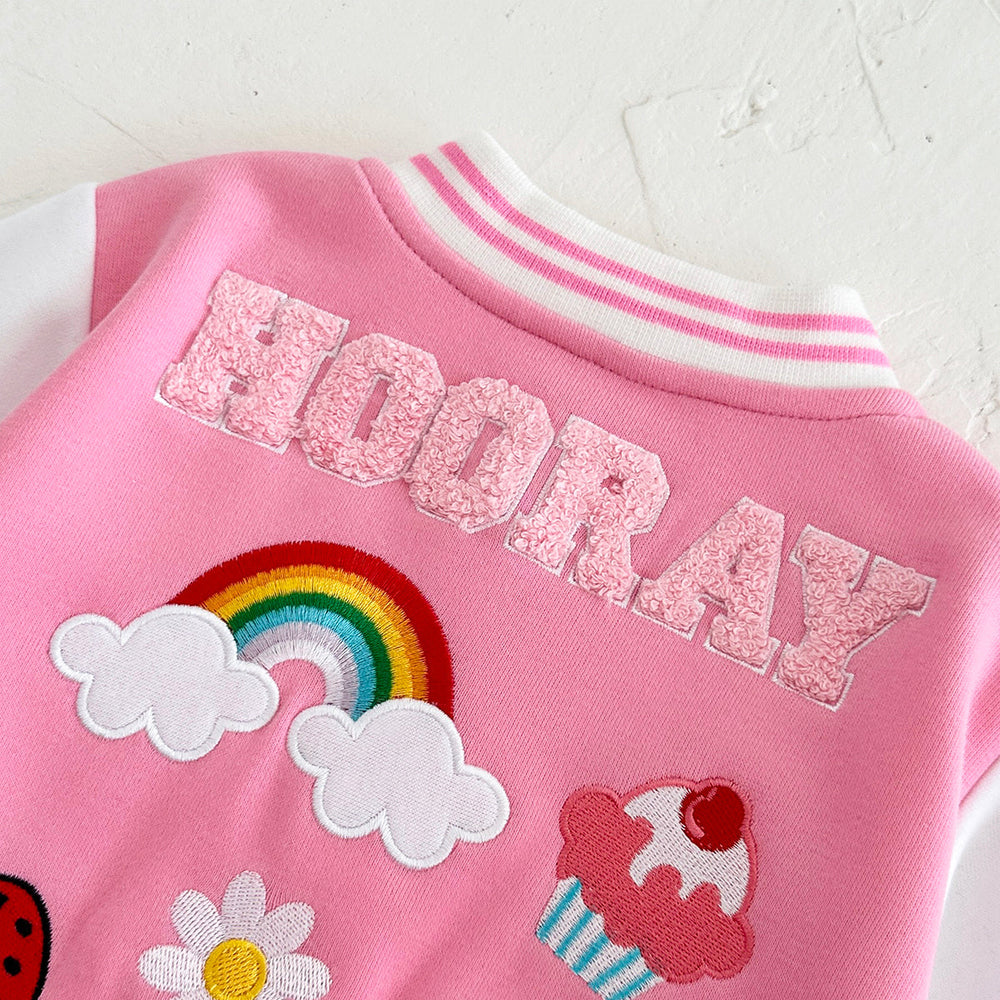 Baseballjacka – Asmara Unisex, Blå/Rosa, Bomull, Storlek 0–3 år